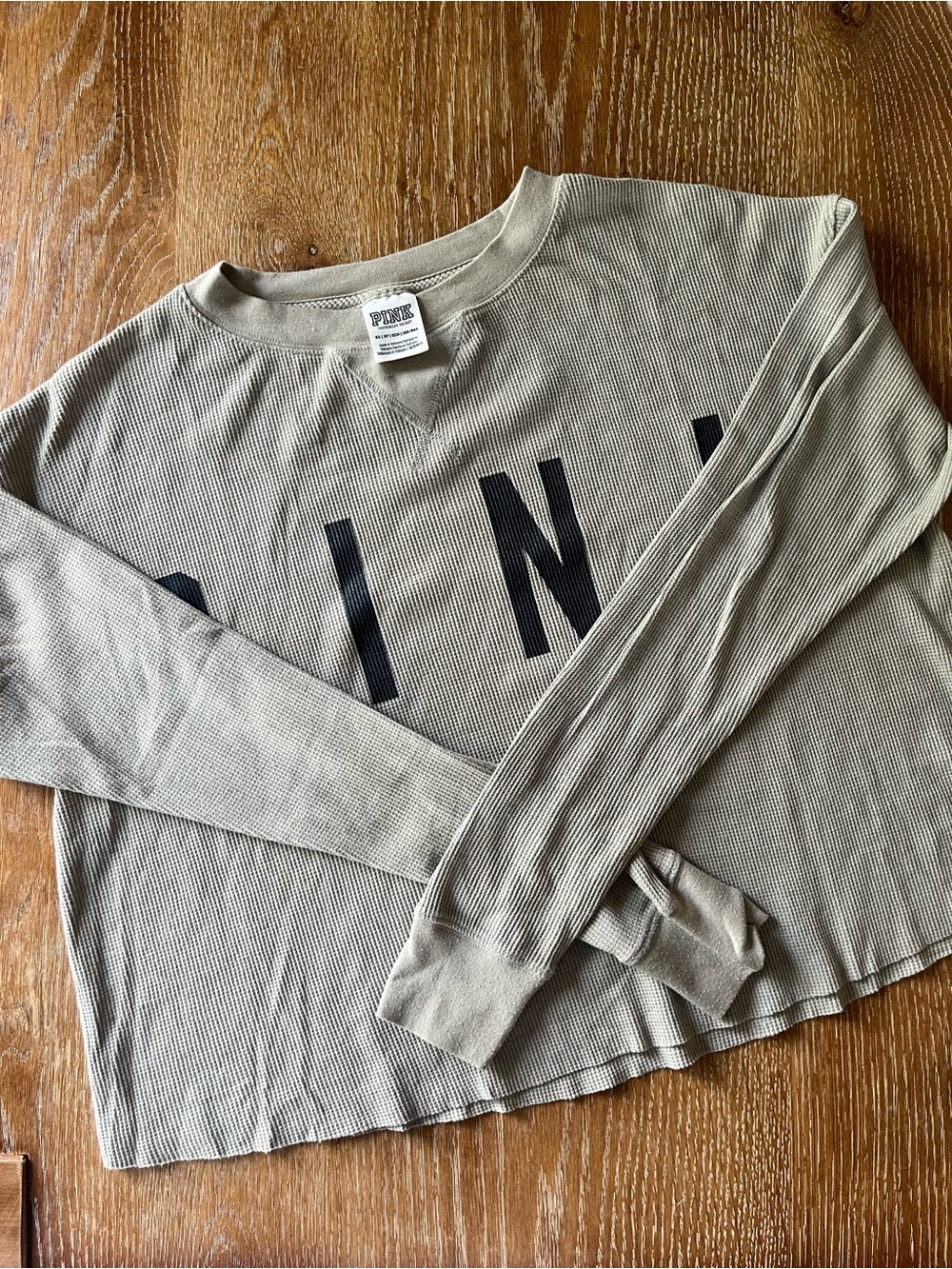 PINK Victoria's Secret Waffle-Knit Top in Taupe